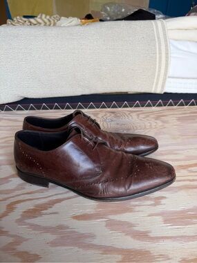 Hugo Boss Brown Leather Lace-Up Oxfords